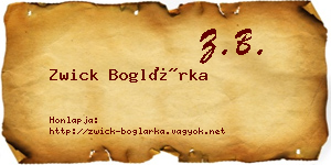 Zwick Boglárka névjegykártya